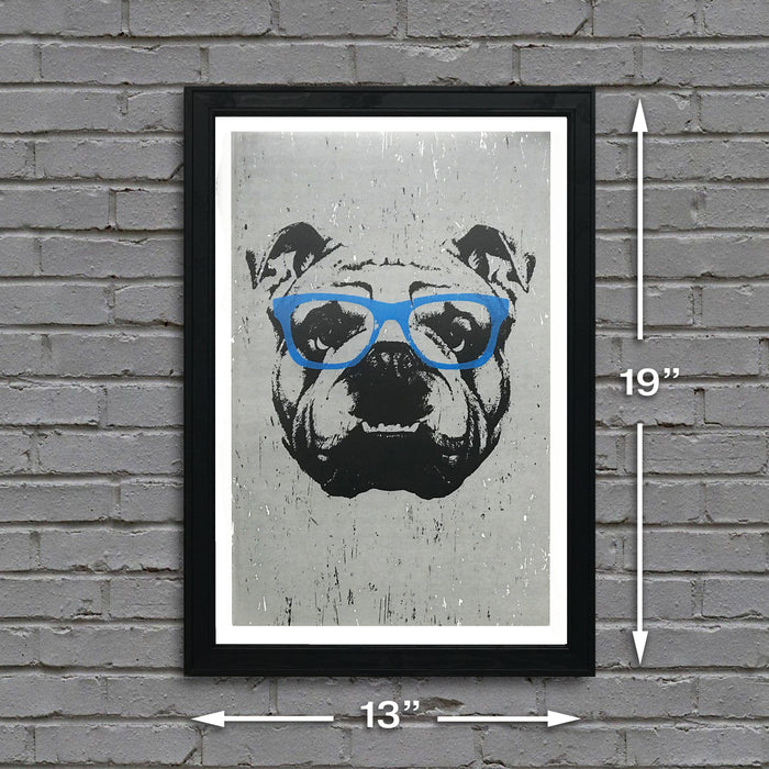 english bulldog print showing dimensions