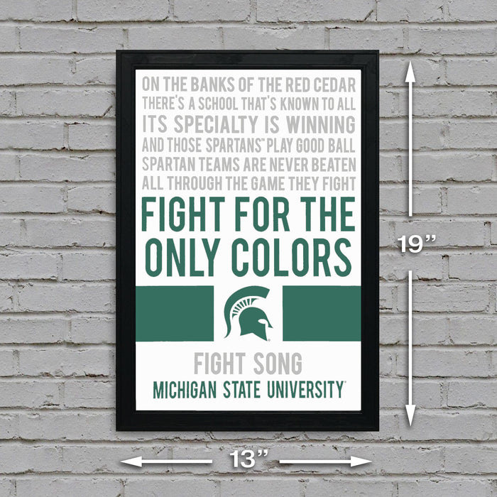 Limited Edition Michigan State Fight Song Poster - Fight For The Only Colors Print Art - 13x19"