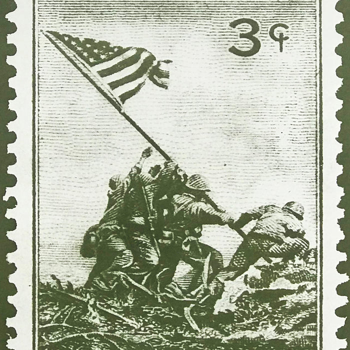 Limited Edition Iwo Jima Marines Iconic Poster - Postage Stamp Art - 13x19"