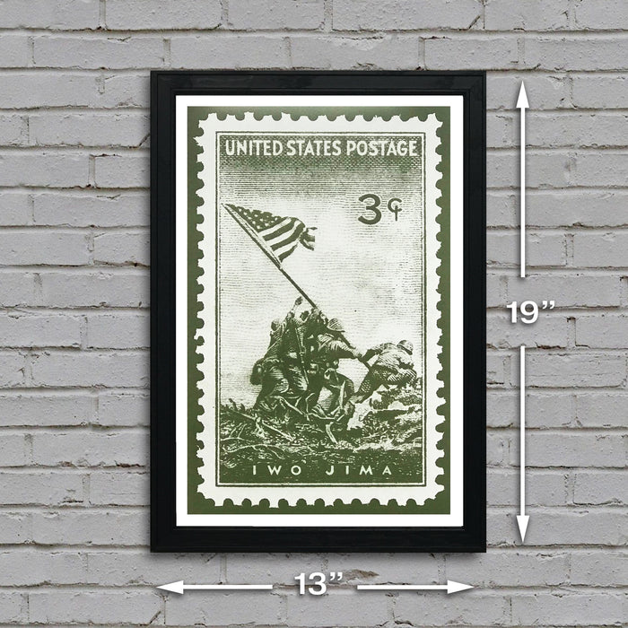 Limited Edition Iwo Jima Marines Iconic Poster - Postage Stamp Art - 13x19"