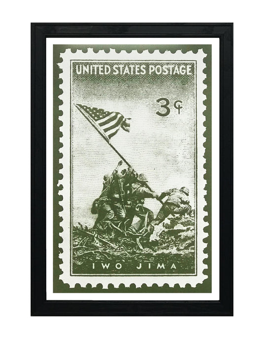 Limited Edition Iwo Jima Marines Iconic Poster - Postage Stamp Art - 13x19"