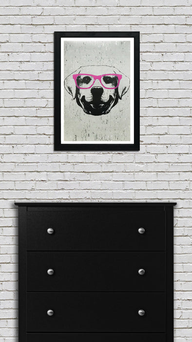 Limited Edition Labrador Retriever with Pink Glasses Art Print / Poster - 13x19"