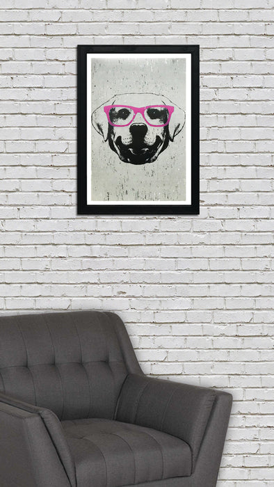 Limited Edition Labrador Retriever with Pink Glasses Art Print / Poster - 13x19"