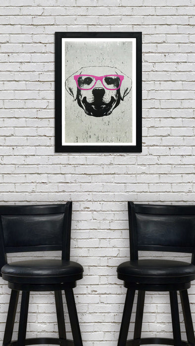 Limited Edition Labrador Retriever with Pink Glasses Art Print / Poster - 13x19"