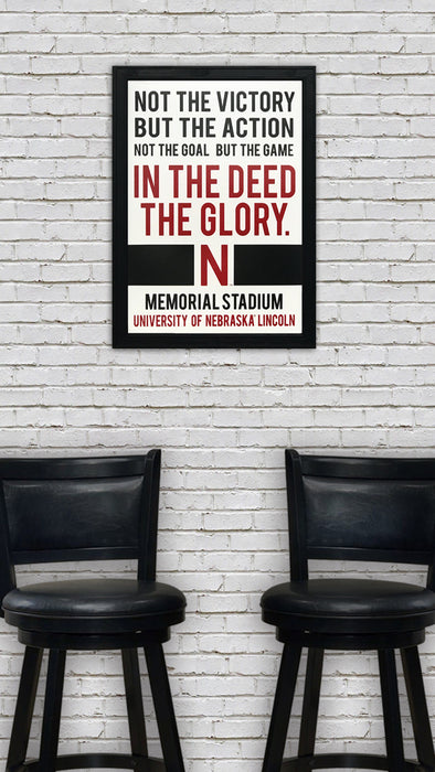 Limited Edition Nebraska Cornhuskers "In The Deed The Glory" College Football Poster Art - 13x19"