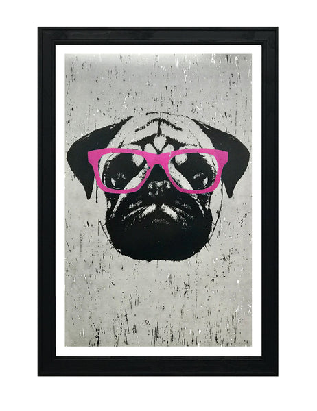 Poster pug with sunglasses. 