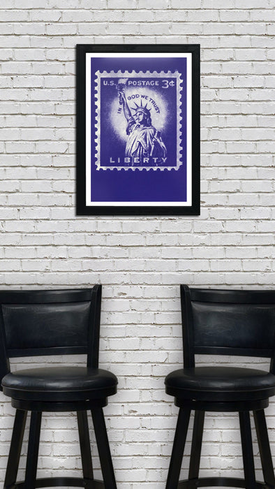 Limited Edition Statue of Liberty Poster - Postage Stamp Art - 13x19"