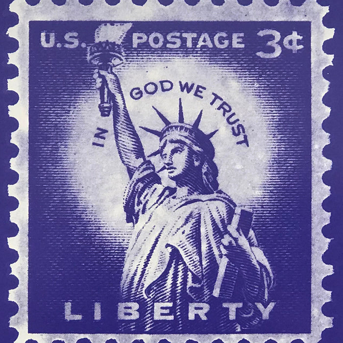 Limited Edition Statue of Liberty Poster - Postage Stamp Art - 13x19"