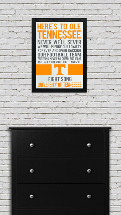 Limited Edition Tennessee Volunteers Fight Song - Down The Field Tennessee Vols Poster Art - 13x19"