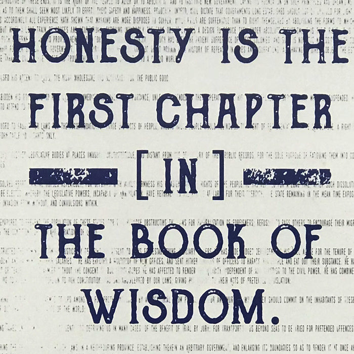 Limited Edition Thomas Jefferson Honesty First Chapter in Wisdom Quote Art Print Blue - 13x19"