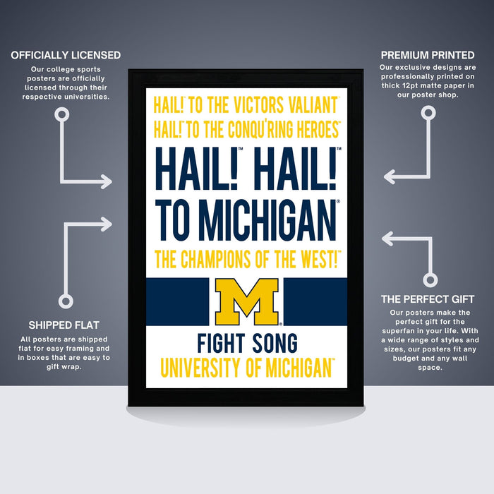 a poster with the words hall hall to michigan on it