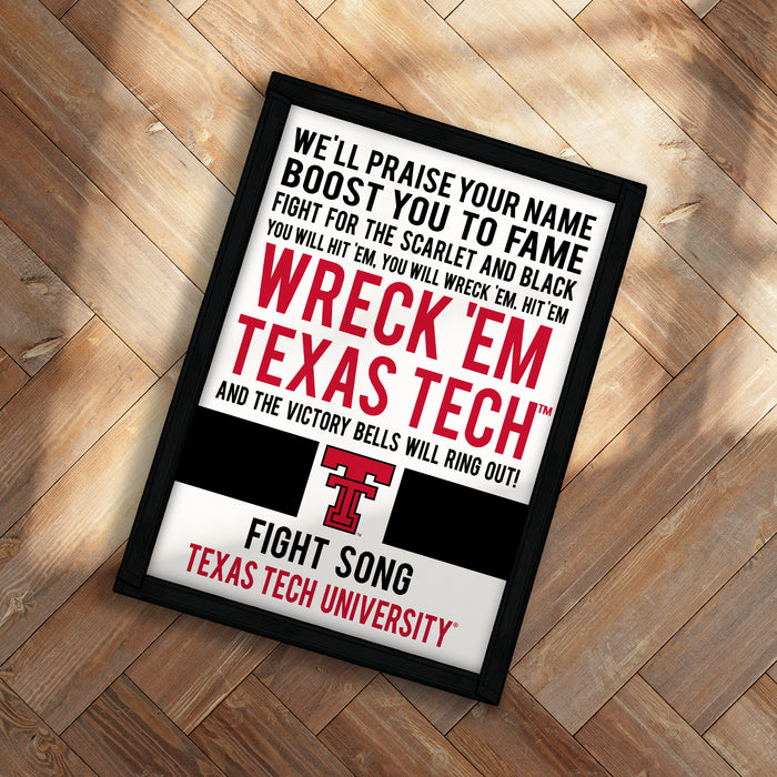 The image is a framed poster with text promoting Texas Tech University.