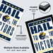 The image is a framed poster with the text "Hail the Wolverines" printed on it. The poster is framed with a black border and features a football helmet and the text "Michigan Wolverines" on the bottom. The poster is described as an unframed printed on 12pt heavy duty matte paper, and it is available in multiple sizes, including 11x17 - 13x19 - 18x24 - 24x36".