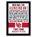 a framed poster with text that appears to be a humorous message from a Utah fan to a university. The text is in red and white colors and includes a reference to the University of Utah.