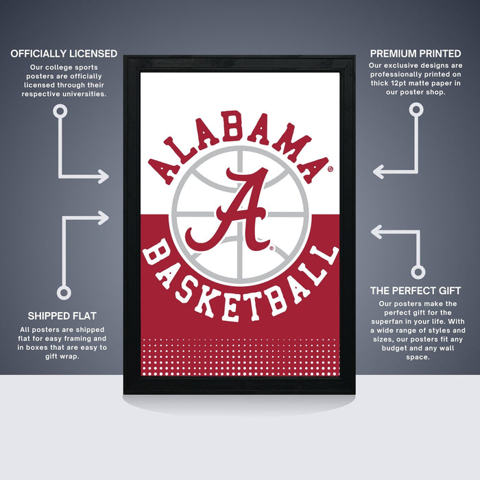 The image is a poster for Alabama Basketball featuring the team's logo and text.