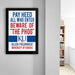 a framed poster with the text "PAY HEED ALL WHO ENTER BEWARE OF THE PHOG" and "KU Allen Fieldhouse University of Kansas" on it.