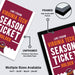 The image is a promotional poster for Virginia Tech's season ticket holder, featuring the university's logo and text. It is framed and unframed, with the framed version highlighting the high-quality MDF frames. The poster also mentions multiple sizes available, including 11x17, 13x19, 18x24, and 24x36" holders.