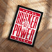 A framed poster with the text "KUSKER POWER" and an illustration of a cowboy character.