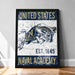 The image is a framed poster with a navy seal and the text "United States Naval Academy" on it.