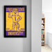 A framed poster of a tiger mascot from Louisiana State University, with the text "LOUISIANA STATE EST. 1860 UNIVERSITY" printed on it.