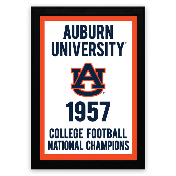 The image is a framed poster celebrating Auburn University's 1957 College Football National Champions.