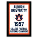The image is a framed poster celebrating Auburn University's 1957 College Football National Champions.