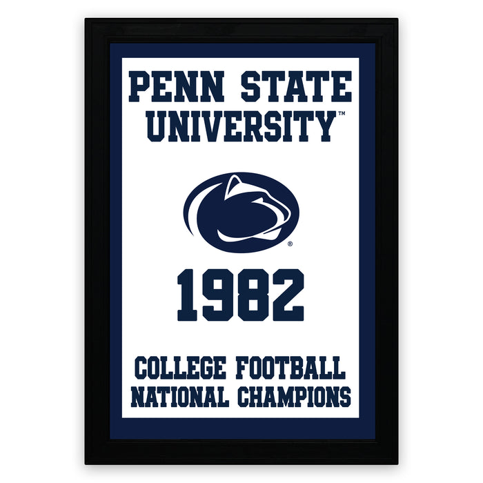 The image is a framed poster for Penn State University, celebrating their 1982 college football national championship victory.