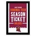 The image is a framed poster advertising Virginia Tech's season ticket holder, featuring the university's logo and text.