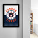 a framed poster of the Auburn Tigers basketball team logo, which is displayed on a wall in a room.