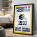 A framed poster on a wall celebrating the University of Michigan's 1997 College Football National Champions.