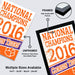 The image is a promotional poster for the 2016 National Champions of the University of Alabama's College Football. It features the text "NATIONAL CHAMPIONS" in a large, orange font, with the year "2016" below it. The poster is framed in high-quality MDF frames, and it is available in multiple sizes, including 11x17, 13x19, 18x24, and 24x36" in the provided image.