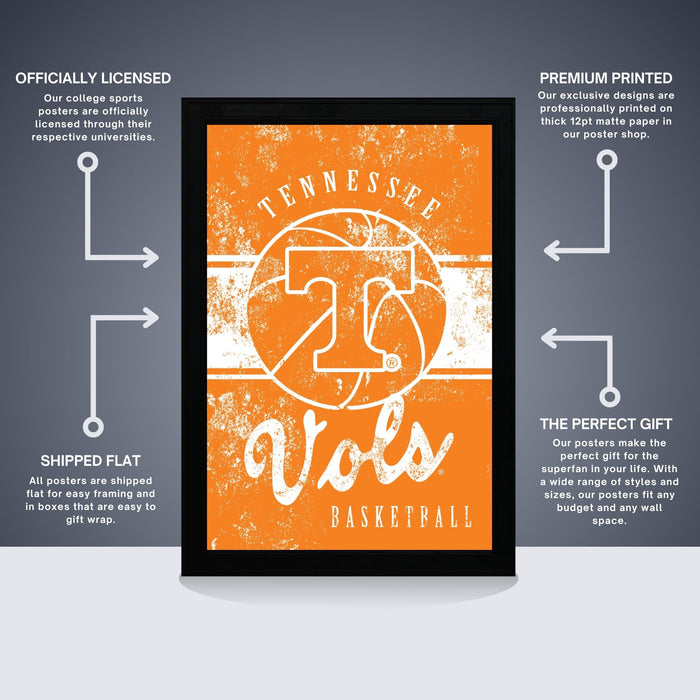The image is a poster for the Tennessee Titans basketball team, featuring a distressed orange background with the team's logo and text.