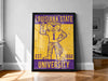 A framed poster of a tiger mascot from Louisiana State University, with the text "EST. 1860 UNIVERSITY" displayed prominently.