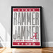 The image is a framed poster with the text "RAMMER JAMMER" prominently displayed in large letters. Below the text, it says "ALABAMA'S CRIMSON TIDE".