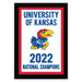 The image is a framed poster celebrating the University of Kansas' national championship victory in the year 2023.