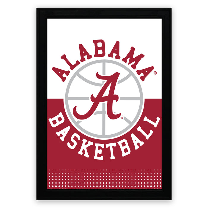the logo of the Alabama basketball team, which is a basketball with the word "ALABAMA" written above it.