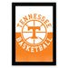 A framed poster featuring the logo of the Tennessee basketball team.