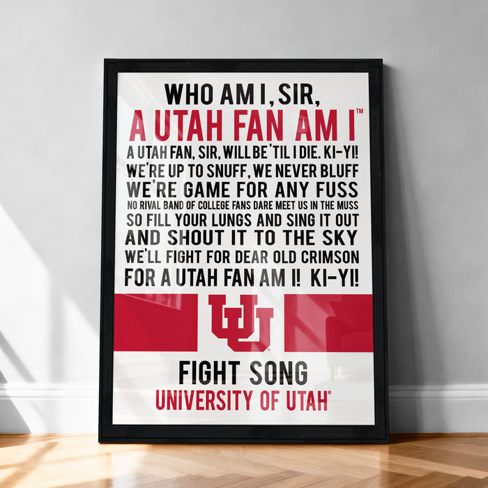 The image is a framed poster with text that appears to be a humorous message from the University of Utah.