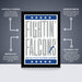 The image is a framed poster featuring the text "FIGHTIN' FALCONS" and "THE PERFECT GIFT" along with a lightning bolt symbol. The poster is described as "OFFICIALLY LICENSED" and "PREMIUM PRINTED", indicating that it is a professionally printed poster with a premium design. The poster is also referred to as a "SHIPPED FLAT" and "ALL POSTERS ARE SHIPPED FOR EASY GIFT wrap."