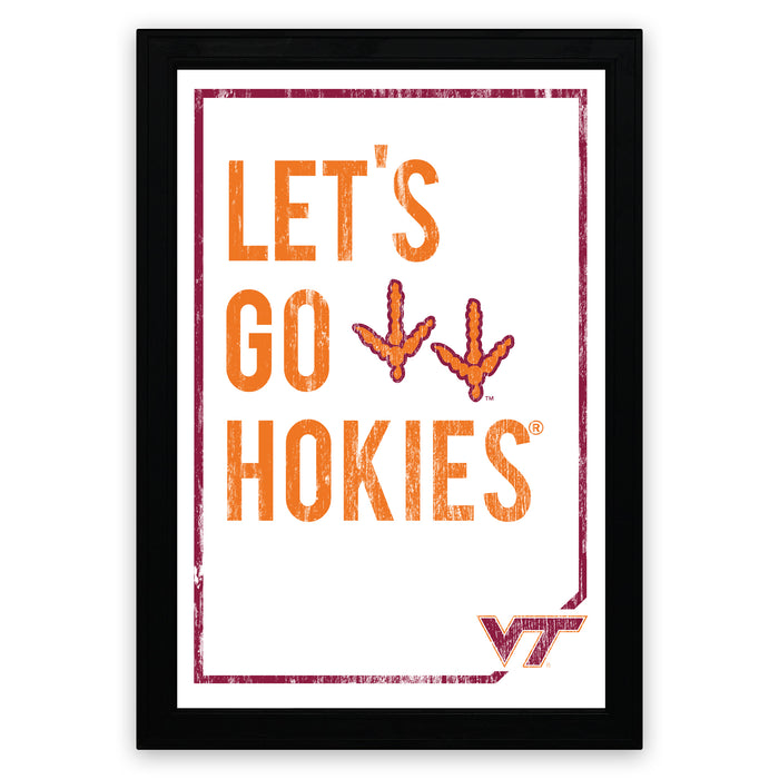 The image is a framed poster with the text "LET'S GO HOKIES" in a distressed, vintage style.