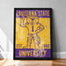 A framed poster featuring a tiger mascot with the text "LOUISIANA STATE EST. 1860 UNIVERSITY" displayed prominently.