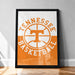 A framed poster of the Tennessee basketball team logo, with the text "TENNESSEE BASKETBALL" prominently displayed.