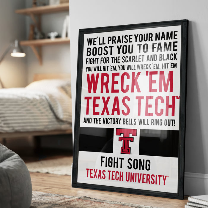The image is a framed poster with text that appears to be a motivational message for Texas Tech University.