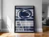 A framed poster with the Penn State logo and the text "WE ARE PENN STATE" displayed on a wall.