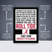 The image is a poster for the Alabama football team, specifically the Alabama Crimson Tide. The poster features the team's logo and text, and it is described as a premium printed poster.