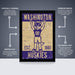 The image is a poster featuring a college sports mascot, the Washington Huskies, with text and arrows indicating that it is a premium printed poster.