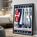 A framed poster with the text "GONZAGA UNIVERSITY" and a graphic of a bulldog, placed on a wall in a bedroom.