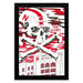 The image is a framed poster featuring a skull with crossed bones and the text "HUSKERS" and "IN THE DEP. THE GLORY" against a red and white background.