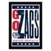 a framed poster with the text "GONZAGA UNIVERSITY" and a bulldog logo.