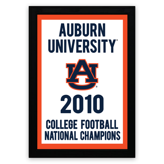 The image is a framed poster celebrating Auburn University's 2010 College Football National Champions.